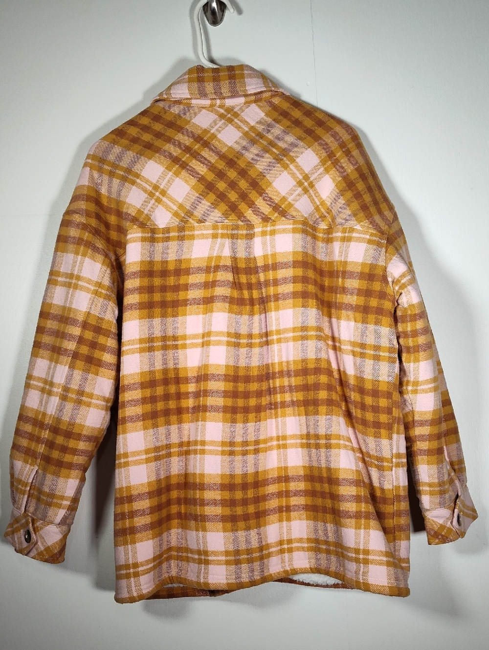 NWT Aerie oversized sherpa-lined plaid flannel shirt jacket M - Picture 5 of 12